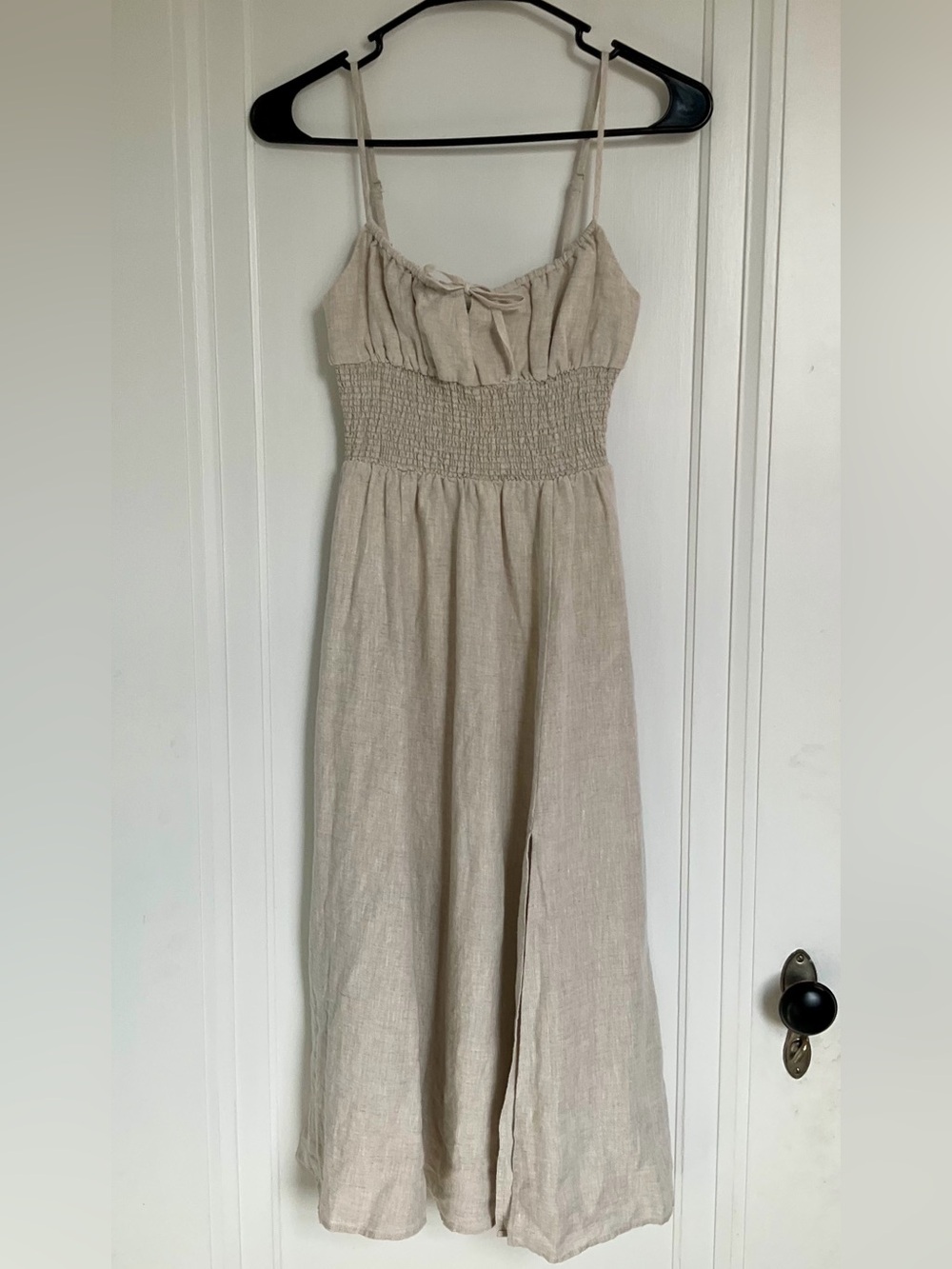 Aritzia Wilfred Genoa Linen Midi Dress 2XS Organic Linen Beige